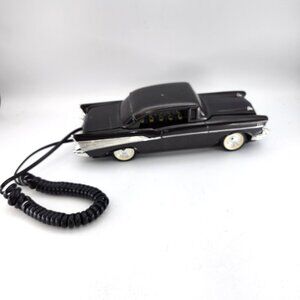Vintage 1957 Chevy Car Phone Telemania Push Button Telephone Black Untested